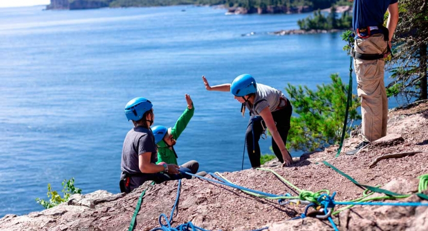 teens gain confidence on rock climbing course